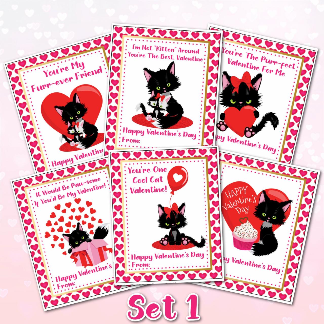 Cat Valentines Cat Valentine Cards Kitten Valentines Kitten | Etsy